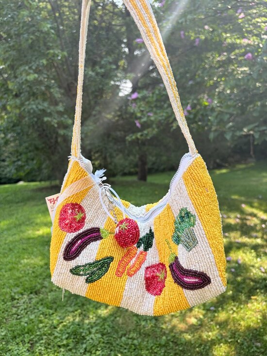 T.J.Maxx Handbags - NWT Handcrafted Beaded Vegetable Stripe Bag TJ Maxx